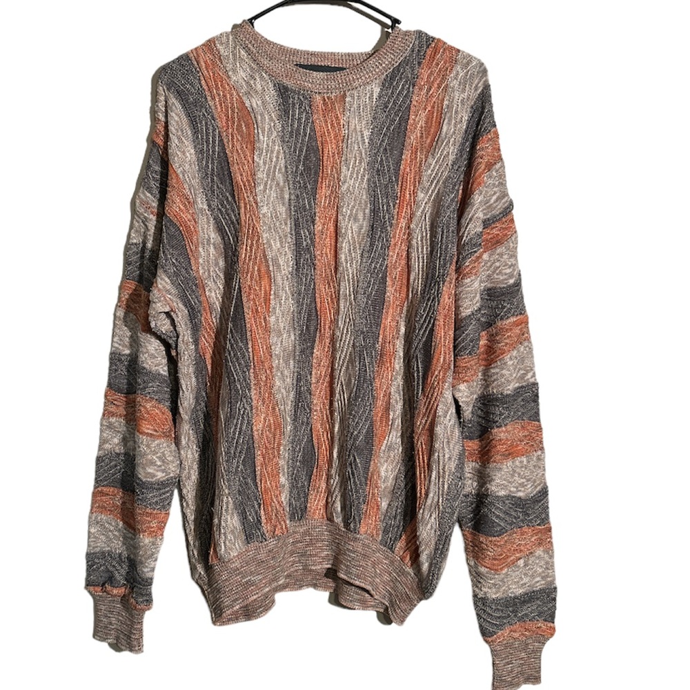 Tundra Coogi Cosby Style Grandpa Multicolor Striped Knit Sweater Size M